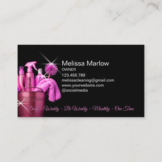 Girly Pink Kommerziell House Reinigung Visitenkarte (Rückseite)