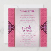 Girly Pink Lace Special Event-Party Einladung (Rückseite)