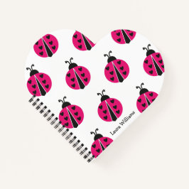 Girly Pink Ladybug Personalisiert Notizblock