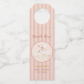 Girly Pink Lamb Baby Dusche Danke Flaschenanhänger (Vorderseite)