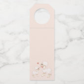Girly Pink Lamb Baby Dusche Danke Flaschenanhänger (Rückseite)