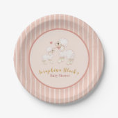 Girly Pink Lamb Baby Dusche Pappteller (Vorderseite)