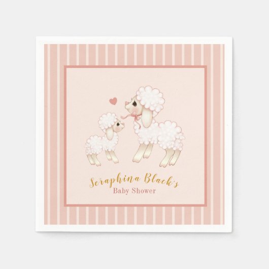 Girly Pink Lamb Baby Dusche Serviette (Vorderseite)