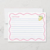 Girly Pink Lemons Ratschläge gut Wünsche für Mamas Einladung (Rückseite)