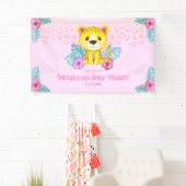Girly Pink Leopard Baby Dusche Willkommen Banner (Insitu)
