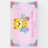 Girly Pink Leopard Baby Dusche Willkommen Banner (Vertikal)