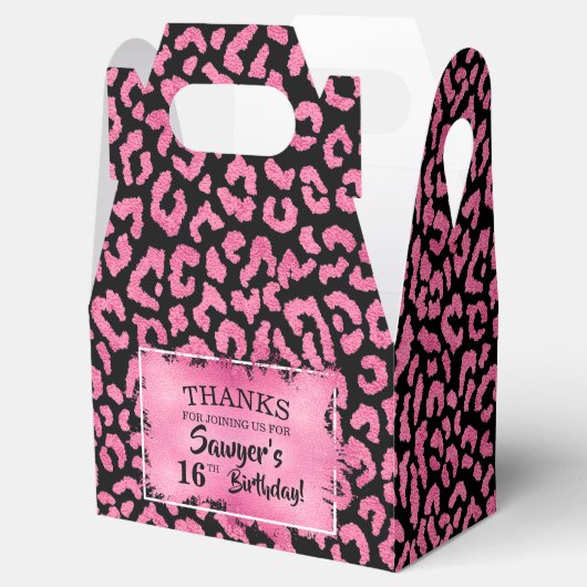 Girly Pink Leopard Gable Geschenkschachtel (Geöffnet)