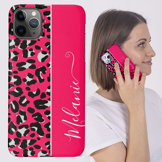 Girly Pink Leopard Muster Background Individuelle iPhone Hülle