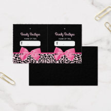 Girly Pink Leopard Print Bow Boutique Hang Tags
