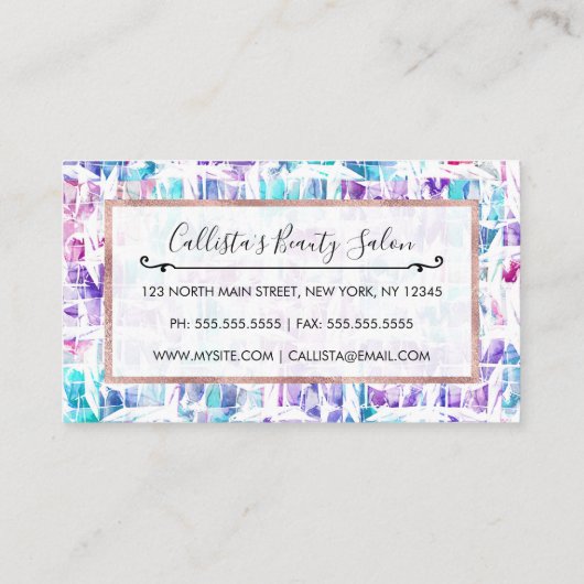 Girly Pink Lila Aquamarin Künstlerische Abstrakt G Treuekarte (Rückseite)