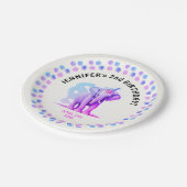 Girly Pink Lila Elephant Cub Dschungel Tierfarbe Pappteller (Schrägansicht)