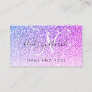 Girly Pink Lila Glitzer Mani Pedi Nail Salon Visitenkarte