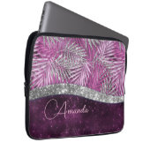 Girly pink lila silber Glitzer Blätter monogramm Laptopschutzhülle (Vorne Rechts)