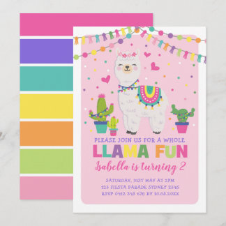Girly Pink Llama Geburtstagsparty Llama Spaß Einladung