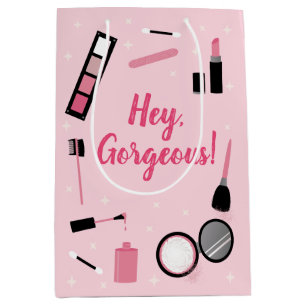 Girly Pink Makeup Glamour Geburtstag Mittlere Geschenktüte
