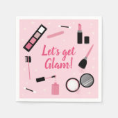 Girly Pink Makeup Glamour Geburtstag Serviette (Vorderseite)