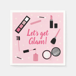 Girly Pink Makeup Glamour Geburtstag Serviette