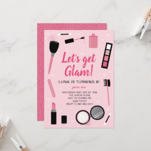 Girly Pink Makeup Glamour Geburtstagseinladung Einladung