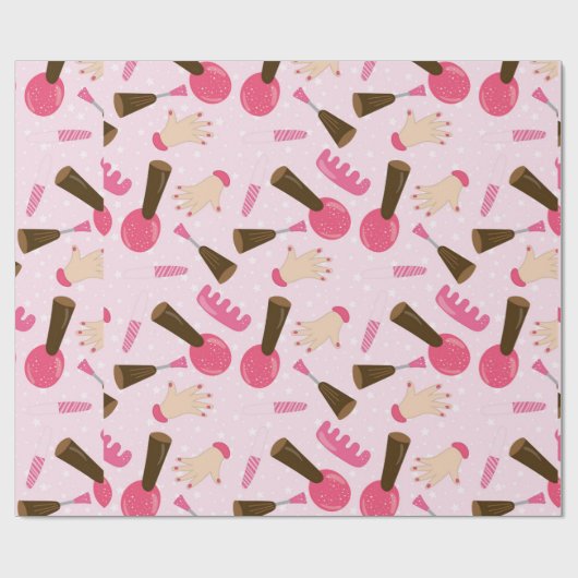 Girly Pink Manicurist Nail Polnisches Hübsches Mus Geschenkpapier (Flach)