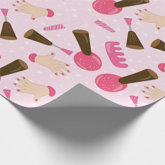 Girly Pink Manicurist Nail Polnisches Hübsches Mus Geschenkpapier (Ecke)