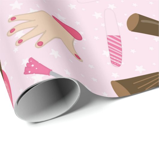 Girly Pink Manicurist Nail Polnisches Hübsches Mus Geschenkpapier (Rolleneckpunkt)