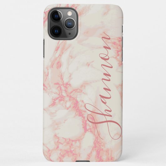 Girly Pink Marbled Beautiful Marble Individuelle N iPhone Hülle (Rückseite)