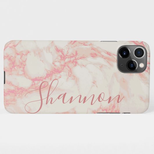 Girly Pink Marbled Beautiful Marble Individuelle N iPhone Hülle (Rückseite (Horizontal))