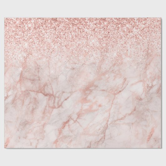 Girly Pink Marmor und Glitzer Geschenkpapier (Flach)