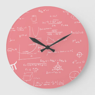 Girly Pink Math Equations Formeln Große Wanduhr