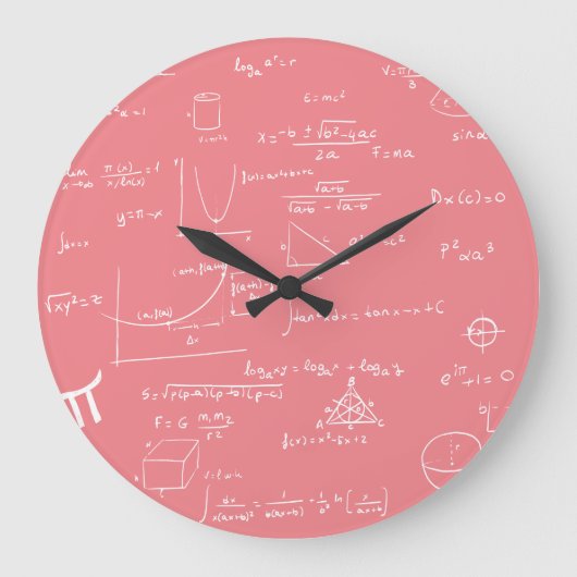 Girly Pink Math Equations Formeln Große Wanduhr (Vorderseite)