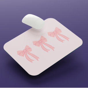 Girly Pink Minimalist Bow Coquette Mousepad