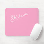Girly Pink Minimalist Script Personalized Name  Mousepad<br><div class="desc">Modern Girly Pink Minimalist Script Personalized Name Mousepad. Simple to customize,   just add a name or your own text. Perfect for office,  home office,  home decor,  work station,  kids rooms,  back to school and going away to college gifts. Order yours today!</div>