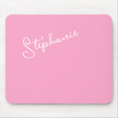 Girly Pink Minimalist Script Personalized Name  Mousepad (Vorne)