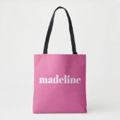 Girly Pink Minimalistische Personalisierte Tasche (Vorderseite)