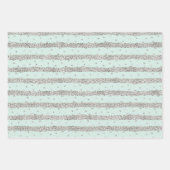 Girly Pink Mint Silver Funkelnd Confetti Streifen Geschenkpapier Set (Vorderseite 3)