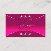 Girly Pink mit Silver Deco Diamonds und Monogram Visitenkarte (Vorderseite)