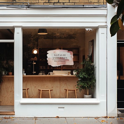 Girly Pink Modern Watercolour Branding Sign Fensteraufkleber