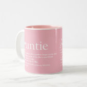 Girly Pink Moderne Coole Fun Tante Tante Definitio Zweifarbige Tasse (Vorderseite Links)