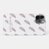 Girly Pink Monogram Feathers Pattern Case-Mate iPhone Hülle (Rückseite (Horizontal))