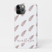 Girly Pink Monogram Feathers Pattern Case-Mate iPhone Hülle (Rückseite)