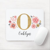 Girly Pink Monogram Mousepad (Mit Mouse)