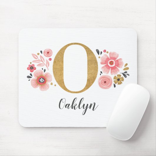 Girly Pink Monogram Mousepad (Mit Mouse)