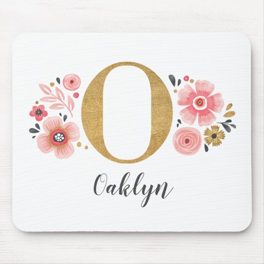 Girly Pink Monogram Mousepad (Vorne)