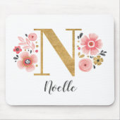 Girly Pink Monogram Mousepad (Vorne)