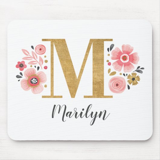 Girly Pink Monogram Mousepad (Vorne)