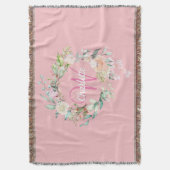 Girly Pink Monogram Script Initial Summer Rose Decke (Vorderseite Vertikal)