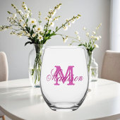 Girly pink Monogramm und Name Weinglas Ohne Stiel
