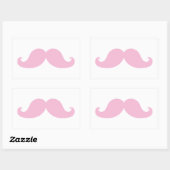 Girly Pink Mustache Rechteckiger Aufkleber (Blatt)