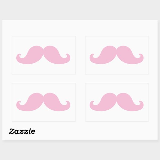 Girly Pink Mustache Rechteckiger Aufkleber (Blatt)