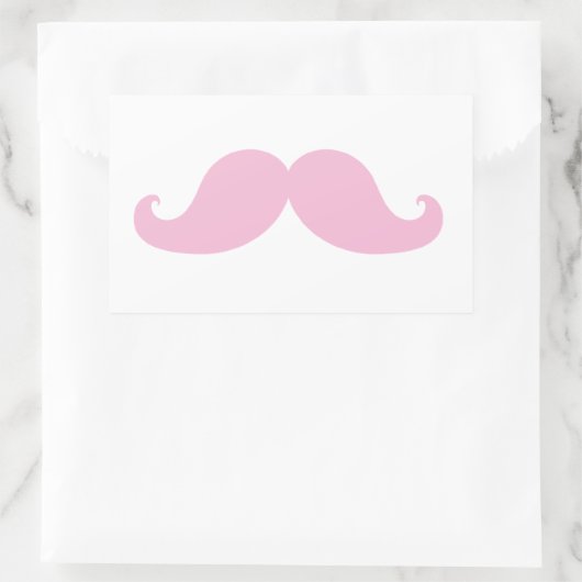 Girly Pink Mustache Rechteckiger Aufkleber (Tasche)